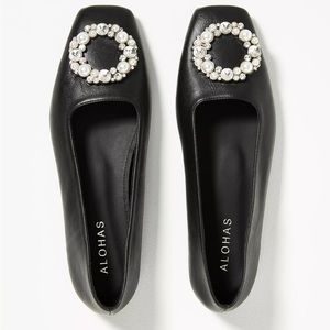 ALOHAS Bella Crystal Black Flats Anthropologie EU 41 US 10